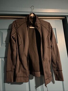 Zella Women's Black & Gray Houndstooth Athletic Zip Jacket S